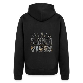Summer Vibes Strand Urlaub - Unisex Premium Bio Zip Hoodie - Schwarz - Hinten - Nico (187cm)