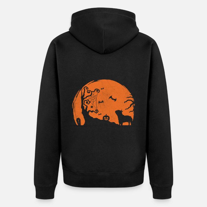 Bouledogue français Halloween - Veste à capuche bio Premium Unisexe - noir