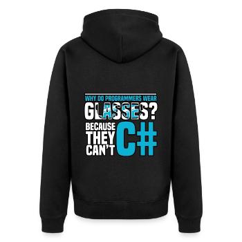 Programming Why do programmers wear glasses - Unisex Premium Organic Zip Hoodie - black - Back - Nico (187cm)
