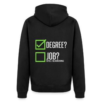 Abschluss-Witz-Meisterklasse von 2023 - Unisex Premium Bio Zip Hoodie - Schwarz - Hinten - Nico (187cm)