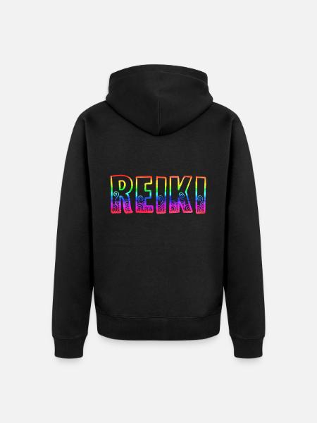 Reiki RS Rainbow - Unisex Premium Organic Zip Hoodie - black