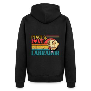 Peace Love Labrador - Unisex Premium Bio Zip Hoodie - Schwarz - Hinten - Nico (187cm)