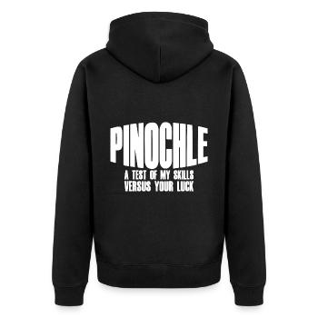 A Test Of My Skills Versus Your Luck - Unisex Premium Bio Zip Hoodie - Schwarz - Hinten - Nico (187cm)