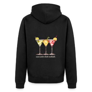 Funny saying: Save water - Drink cocktails - Unisex Premium Organic Zip Hoodie - black - Back - Nico (187cm)