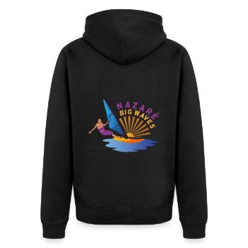 Nazare Portugal Big Waves Windsurfers - Veste à capuche bio Premium Unisexe - noir - Dos - Nico (187cm)