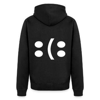 Motivation Du entscheidest Glücklich oder Traurig - Unisex Premium Bio Zip Hoodie - Schwarz - Hinten - Nico (187cm)