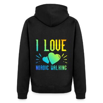 J’adore la marche nordique - Veste à capuche bio Premium Unisexe - noir - Dos - Nico (187cm)