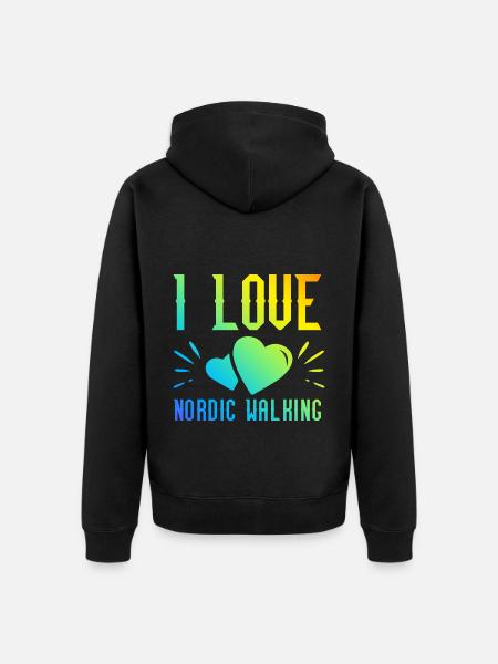 I love Nordic Walking - Unisex Premium Organic Zip Hoodie - black