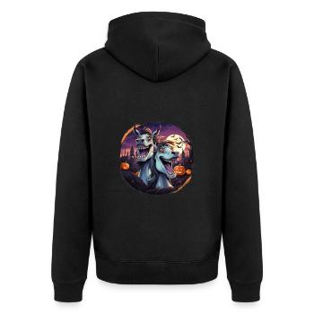 Drôles de chevaux d’Halloween fous - Veste à capuche bio Premium Unisexe - noir - Dos - Nico (187cm)