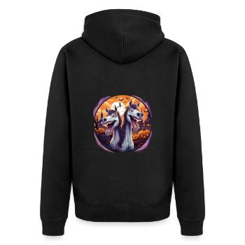 Drôles de chevaux d’Halloween fous - Veste à capuche bio Premium Unisexe - noir - Dos - Nico (187cm)