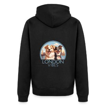 London Vibes Angleterre Mignons Chiens Amoureux des chiens - Veste à capuche bio Premium Unisexe - noir - Dos - Nico (187cm)