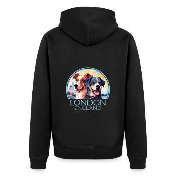 Londres Angleterre Chiens mignons Amoureux des chiens - Veste à capuche bio Premium Unisexe - noir - Dos - Nico (187cm)