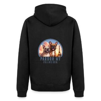 Paris France Cute Dogs Dog Lovers - Unisex Premium Organic Zip Hoodie - black - Back - Nico (187cm)
