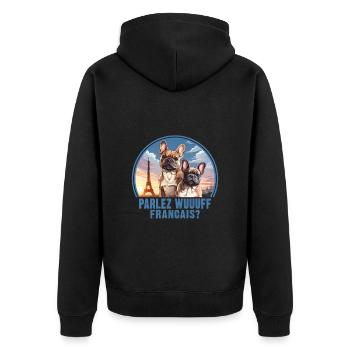 France Paris Cute Dogs Dog Lovers - Unisex Premium Organic Zip Hoodie - black - Back - Nico (187cm)