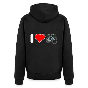 I Love Bike Packing Ich liebe Fahrradreisen - Unisex Premium Organic Zip Hoodie - black - Back - Nico (187cm)