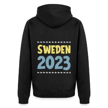 Suède 2023 - Veste à capuche bio Premium Unisexe - noir - Dos - Nico (187cm)