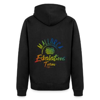 Mallorca Eskalation - Unisex Premium Bio Zip Hoodie - Schwarz - Hinten - Nico (187cm)