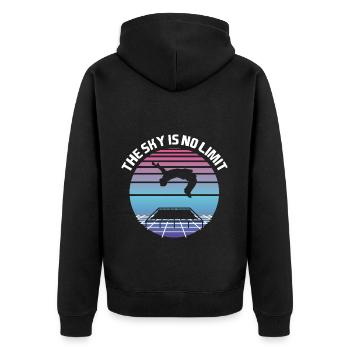 The Sky is No Limit Trampoline - Unisex Premium Organic Zip Hoodie - black - Back - Nico (187cm)