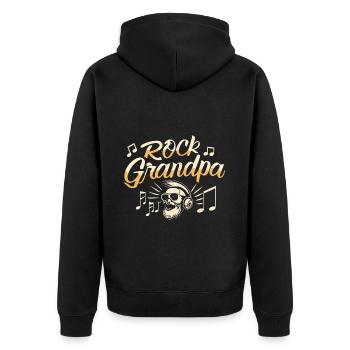 Rock, Grand-père, Alt Rocker, Grand-père, Grand-père, Mélomane - Veste à capuche bio Premium Unisexe - noir - Dos - Nico (187cm)