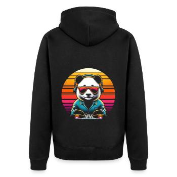 Panda DJ - Unisex Premium Bio Zip Hoodie - Schwarz - Hinten - Nico (187cm)