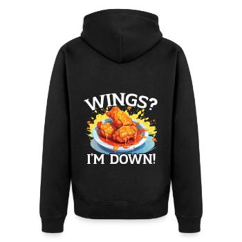 Buffalo Wings Foodie Cuisine Américaine Poulet - Veste à capuche bio Premium Unisexe - noir - Dos - Nico (187cm)