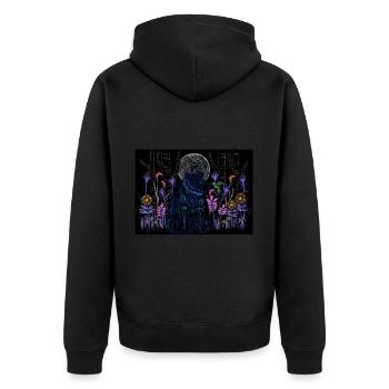 Geisterbär - Unisex Premium Bio Zip Hoodie - Schwarz - Hinten - Nico (187cm)