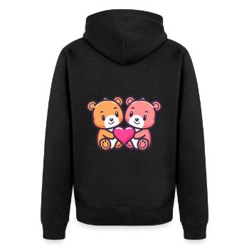 Ours Couple Amoureux Animal Saint Valentin - Veste à capuche bio Premium Unisexe - noir - Dos - Nico (187cm)