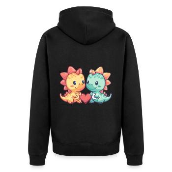 Dinosaure Stégosaure Couple Amoureux Saint Valentin - Veste à capuche bio Premium Unisexe - noir - Dos - Nico (187cm)