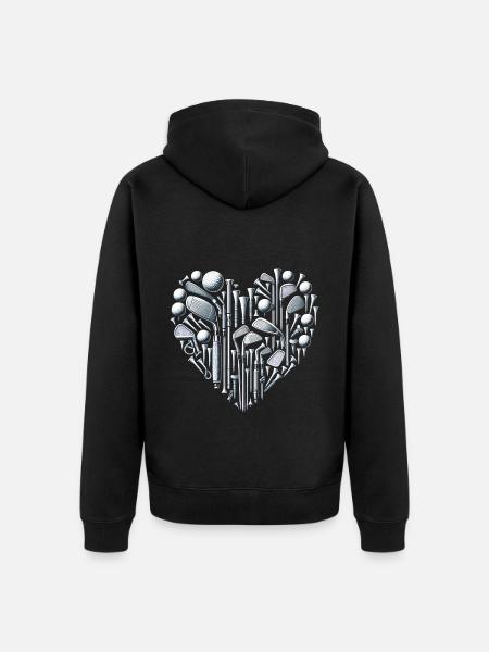 Golf Heart - Unisex Premium Organic Zip Hoodie - black