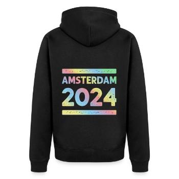 Amsterdam 2024 Colorful Holiday Team - Unisex Premium Organic Zip Hoodie - black - Back - Nico (187cm)