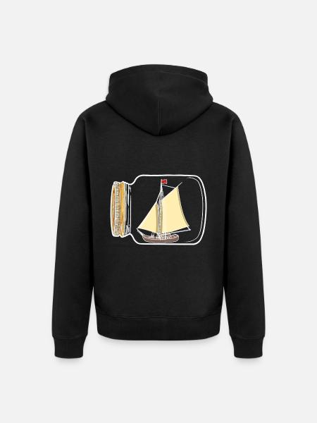 Sejlbåd, Søfart, Nautical, Kyst, Yacht, Båd - Premium økologisk unisex-hættejakke - sort