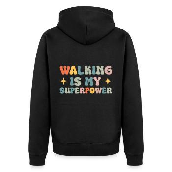 Walking is my superpower - Unisex Premium Organic Zip Hoodie - black - Back - Nico (187cm)