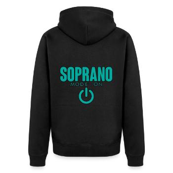 Soprano Mode On 4 - Unisex Premium Bio Zip Hoodie - Schwarz - Hinten - Nico (187cm)