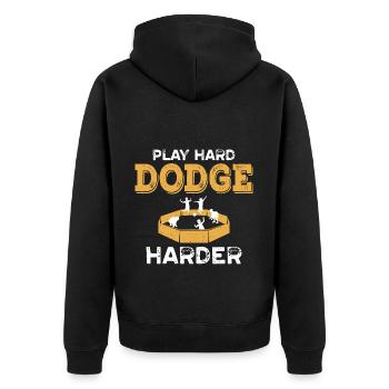 Spielen Sie Hard Harder In Gaga Ball - Unisex Premium Bio Zip Hoodie - Schwarz - Hinten - Nico (187cm)