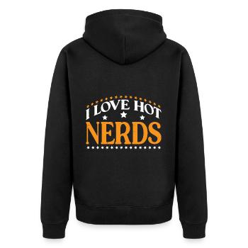 I Love Hot Nerds 3 - Unisex Premium Bio Zip Hoodie - Schwarz - Hinten - Nico (187cm)