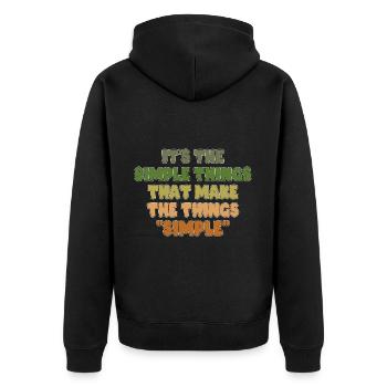 ES SIND DIE EINFACHEN DINGE, DIE DIE DINGE EINFACH MACHEN - Unisex Premium Bio Zip Hoodie - Schwarz - Hinten - Nico (187cm)