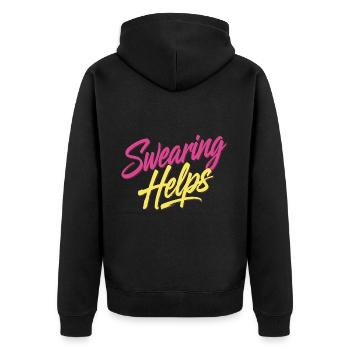 Swearing Helps 12 - Unisex Premium Bio Zip Hoodie - Schwarz - Hinten - Nico (187cm)