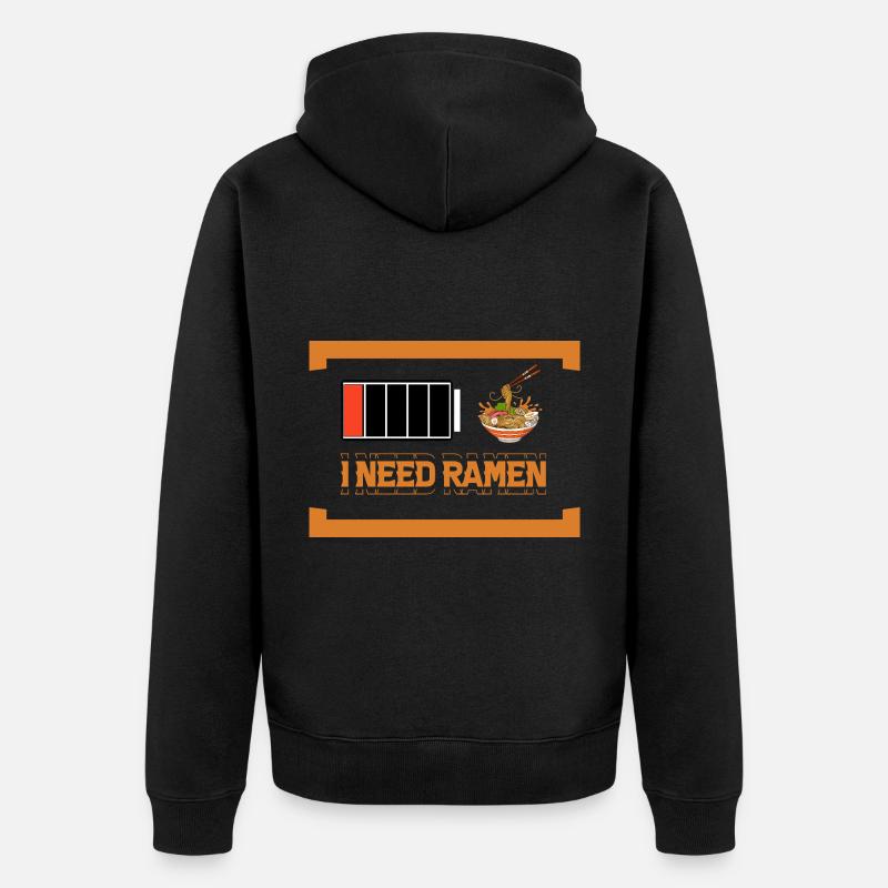 Ich brauche Ramen - Unisex Premium Bio Zip Hoodie - Schwarz