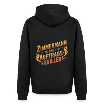 Zimmermann und Auftragsgriller - Unisex Premium Bio Zip Hoodie - Schwarz - Hinten - Nico (187cm)