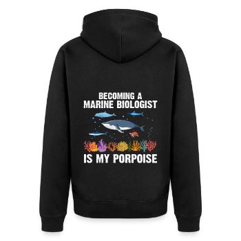 Whale Ocean Sea Marine Biologist Marine Biology - Unisex Premium Organic Zip Hoodie - black - Back - Nico (187cm)