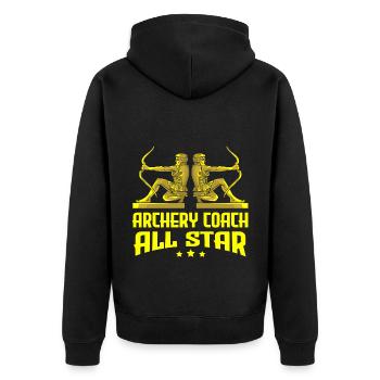Bogenschütze Bogensport Pfeil Bogen Bogenschießen - Unisex Premium Bio Zip Hoodie - Schwarz - Hinten - Nico (187cm)