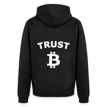 Trust the coins - Unisex Premium Organic Zip Hoodie - black - Back - Nico (187cm)