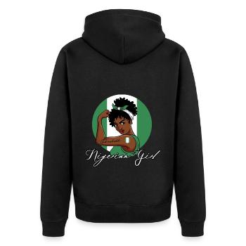 Unzerbrechliches nigerianisches Mädchen - Unisex Premium Bio Zip Hoodie - Schwarz - Hinten - Nico (187cm)