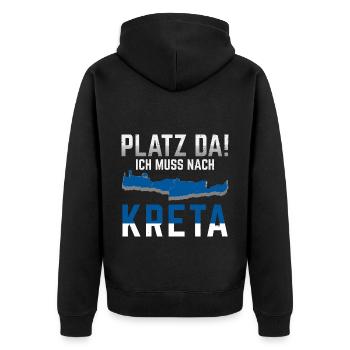 Platz da Kreta Griechenland Urlaub - Unisex Premium Bio Zip Hoodie - Schwarz - Hinten - Nico (187cm)