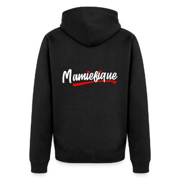 Mamiefique Mamie Magnifique Mamie-fique Grand Mère - Veste à capuche bio Premium Unisexe - noir - Dos - Nico (187cm)