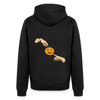 The Creation Hands with Halloween Pumpkin Funny - Unisex Premium Organic Zip Hoodie - black - Back - Nico (187cm)