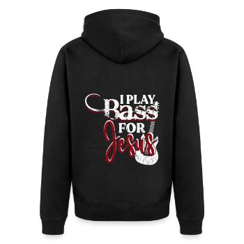 I Play Bass For Jesus Christian Bass Guitar Player - Unisex Premium Bio Zip Hoodie - Schwarz - Hinten - Nico (187cm)