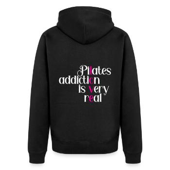 PiLates AddictiOn Is Very REal 2 - Unisex Premium Bio Zip Hoodie - Schwarz - Hinten - Nico (187cm)