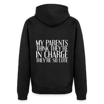 My Parents Think Theyre In Charge They're So Cute2 - Unisex Premium Organic Zip Hoodie - black - Back - Nico (187cm)