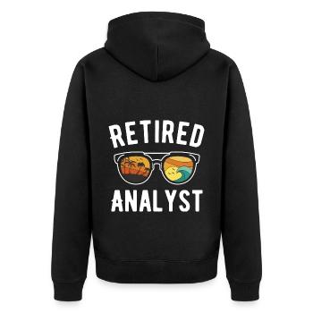 Retired Analyst's Beach Eyewear Vibe - Unisex Premium Organic Zip Hoodie - black - Back - Nico (187cm)